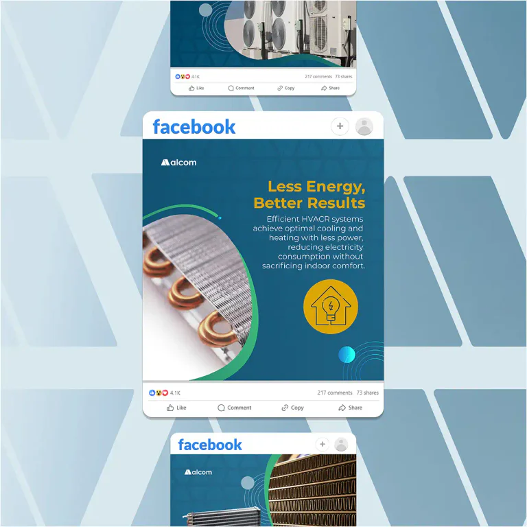 Alcom Group aluminium brand social media post on a dark industrial background