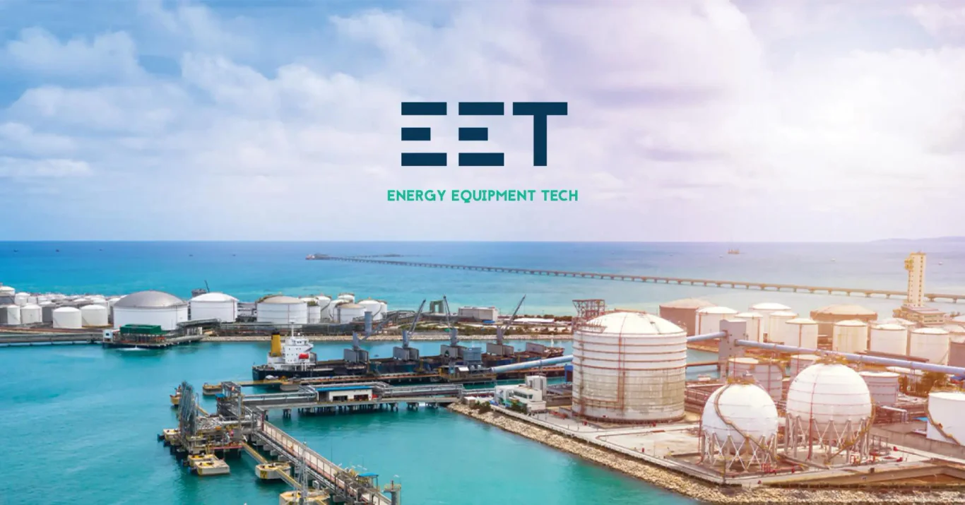 EET brand identity with the digital pixel motif in teal and corporate blue