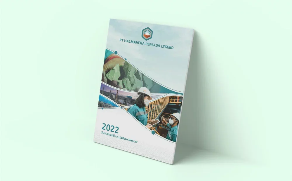 HPL sustainability report spread with operational imagery and data graphics