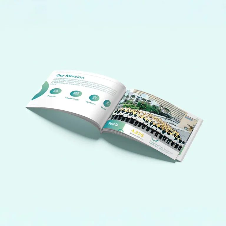 Medivest coffee table book editorial layout with team imagery