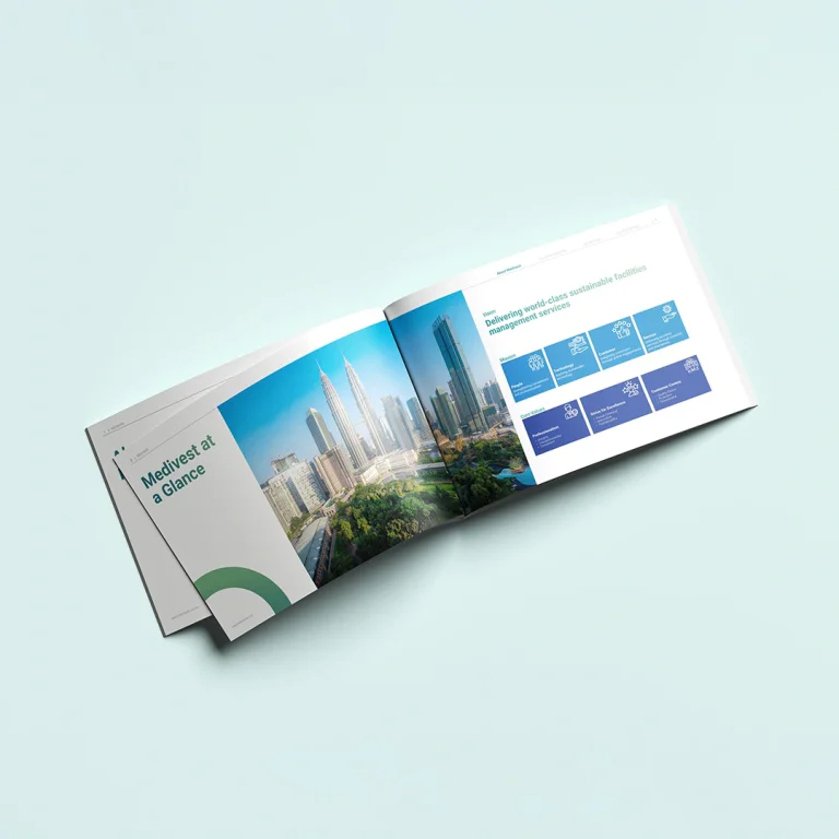 Medivest coffee table book interior spread with hospital imagery