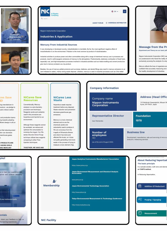 NIC corporate section presenting the brand across global markets