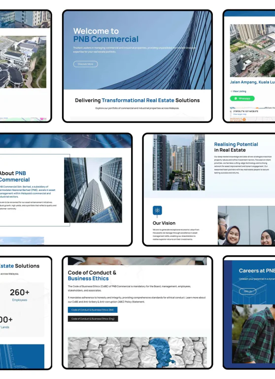 PNB Commercial contact and enquiry page layout