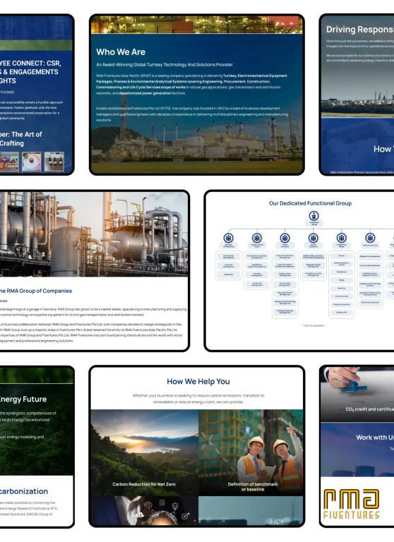 RMA Fiventures service page covering oil, gas, and renewables