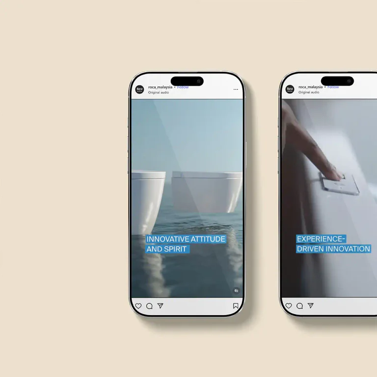 Roca Instagram carousel introducing the sanitaryware brand