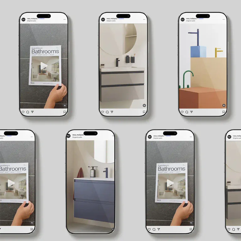 Roca Instagram Reel still featuring a bathroom product detail