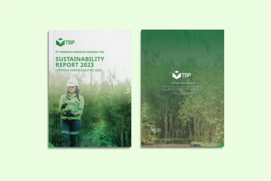 TBP nickel mining sustainability report spread with earth-toned operational imagery