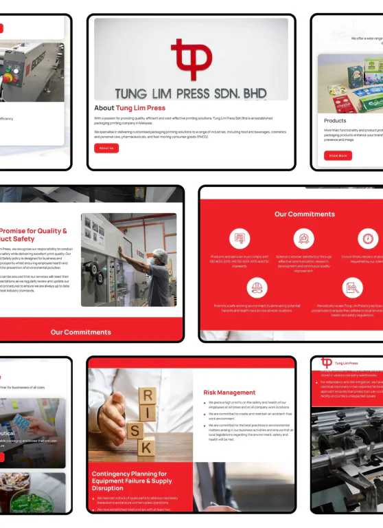 Tung Lim Press website mobile responsive view